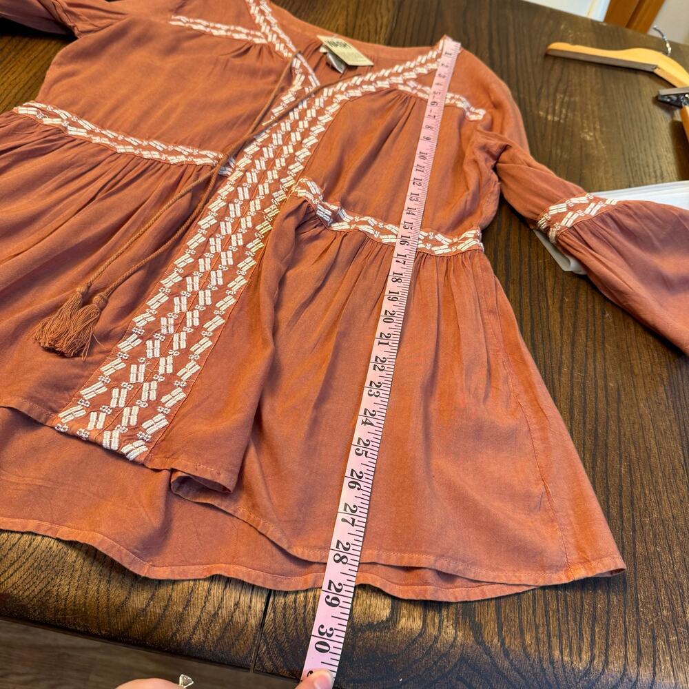 NWT Y2K Oso Casuals Embroidered Boho Peasant Tunic Top – Women's L – Rust Orange - Picture 7 of 8